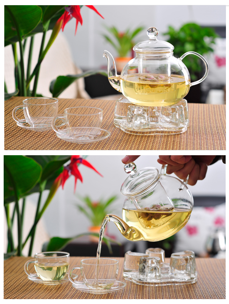 Bộ ấm trà thủy tinh chịu nhiệt Bộ ấm trà thủy tinh Kung Fu 茗 tách với cốc trà hoa cốc cà phê cốc nhỏ chén nhỏ chén trà - Trà sứ bình trà