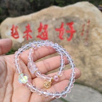 Putuo Mountain kG white crystal double ring Buddha pearl hand chain tiger Baosheng Xiao Handstring Color Lucky Four Leaf Grass Lucky Bead Chain