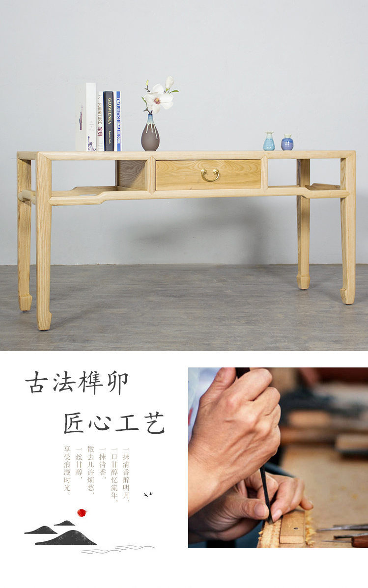 Vỏ gỗ nguyên khối hiên cho bàn trà hương phòng Zen phong cách Trung Quốc Ming phong cách sơn tro gỗ nội thất gỗ óc chó màu tùy chỉnh - Bàn / Bàn bàn thờ gỗ