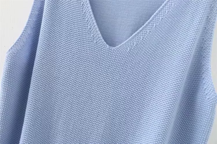 Mùa hè 2017 phong cách mới cộng với phân bón XL dành cho nữ béo MM200 kg Phiên bản Hàn Quốc của áo vest dệt kim màu cổ chữ V
