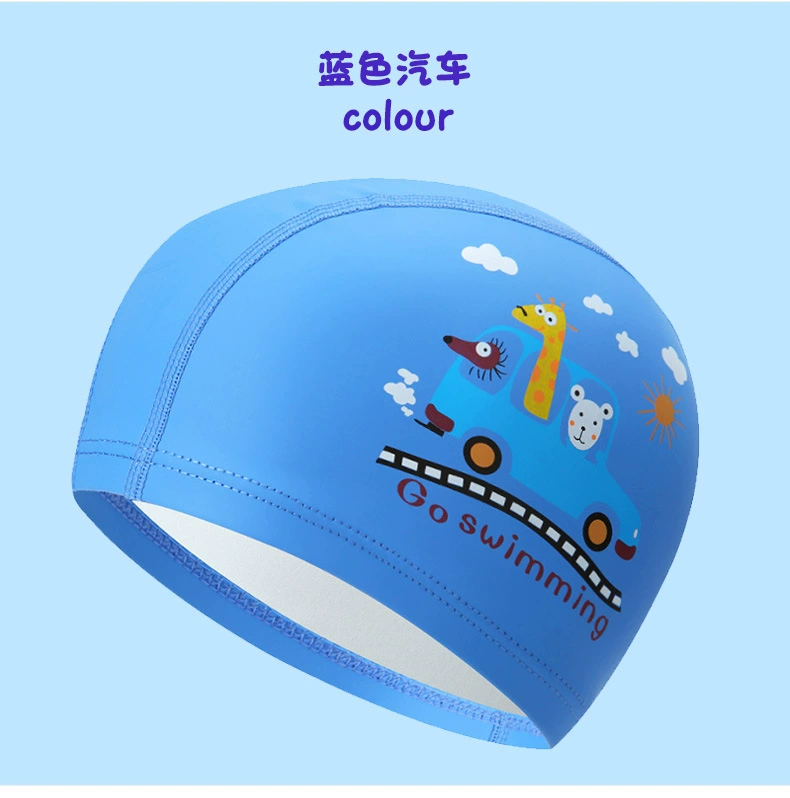 Beansson chính hãng cho trẻ em Mũ bơi cho bé trai Cô gái hoạt hình PU Mũ tai không thấm nước Thiết bị bơi cho bé Chăm sóc tóc - Mũ bơi