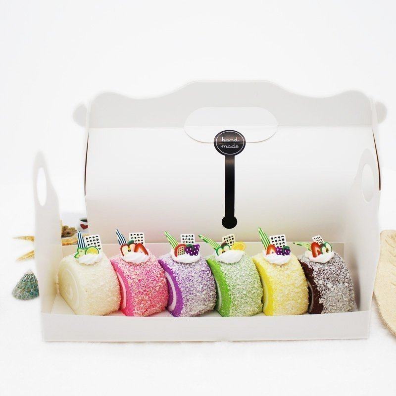 Baking box Pure white egg roll box West point box Portable cake box White bar box Cake box 10 sets