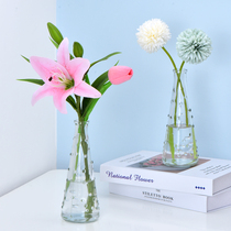 Ins small fresh fake flower simulation lily bedroom floral decoration table silk flower living room glass vase decoration