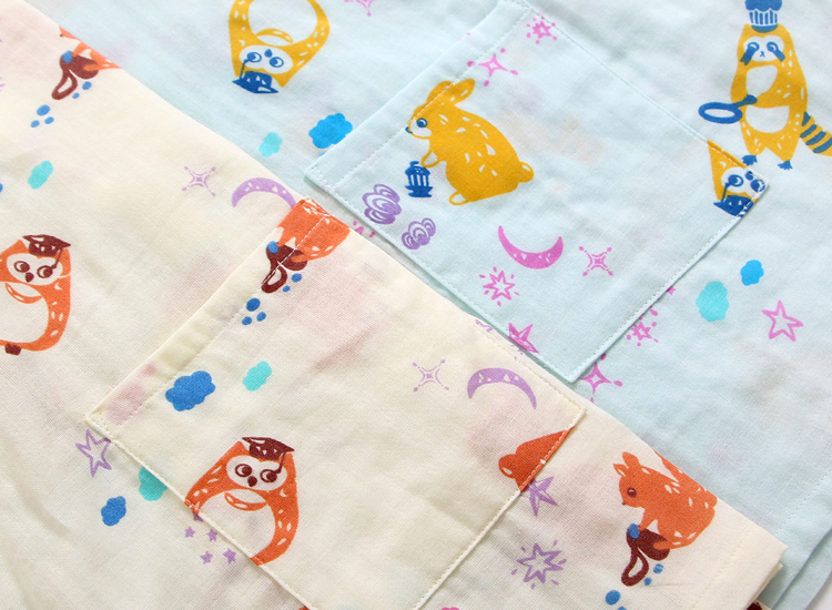 Mùa xuân và mùa hè đôi gạc cotton đôi mẫu tay áo bảy điểm + quần pyjama đặt dịch vụ tại nhà 2-2 7-2 các kiểu đồ bộ đẹp