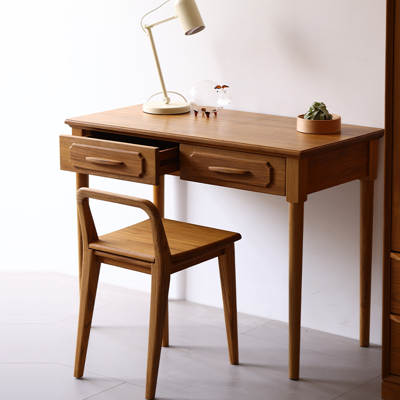 Shanbaiji Burmese Old Teak Desk, Antique-Style Bedside Table, All Solid Wood Computer Desk, Writing Desk, Office Study Desk