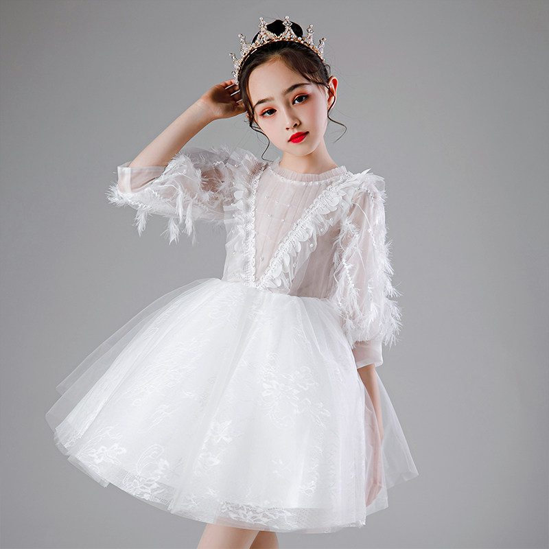 Children's princess dress autumn high-end dress girl piano performance small host performance dress flower girl wedding dress