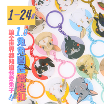 1-24#1 0 Bunny illustrated keychain Original rabbit pendant rabbits of various coat colors
