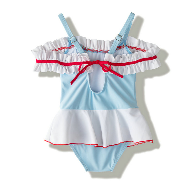 Đồ bơi trẻ em Cô gái Xiêm Navy Gió Đồ bơi lệch vai Đồ bơi cho bé Đồ bơi cho bé gái - Đồ bơi trẻ em quần áo trẻ em kiểu hàn quốc
