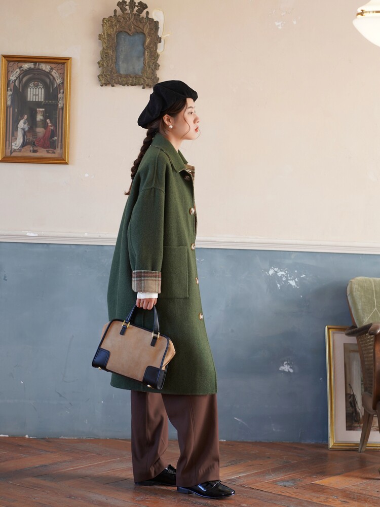 ブラウンチェック/グリーンのリバーシブル ブリティッシュレトロ