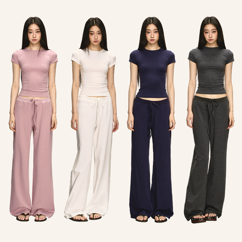 Anna Aneae Ultra-Thin Soft Suit for Women, Summer Complete Set, Regular Shoulder Short-Sleeve T-Shirt, Casual Pants Two-Piece Set, Trendy Anna Aneae Ultra-Thin Soft Suit for Women, Summer Complete Set, Regular Shoulder Short-Sleeve T-Shirt, Casual Pants Two-Piece Set, Trendy