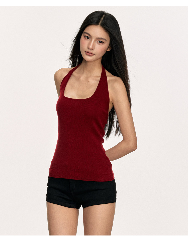 Топы/майки anna aneae天丝简约挂颈背心吊带女夏季微宽松运动休闲辣妹上衣潮