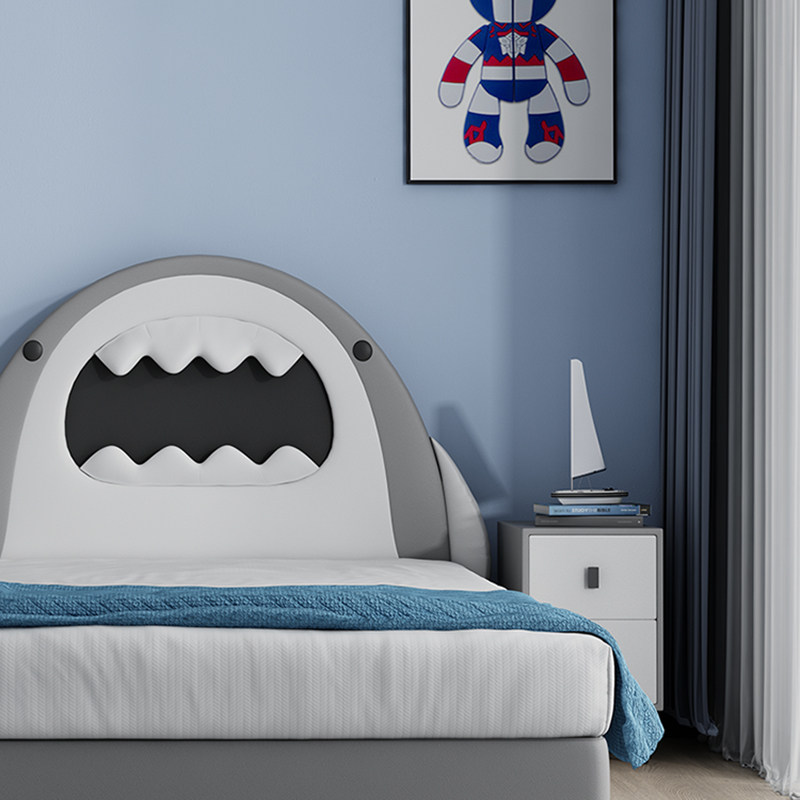 Love enjoys shark cartoon children's bed boy bed 1 5m youth net red single bed 1 2m creative leather bed