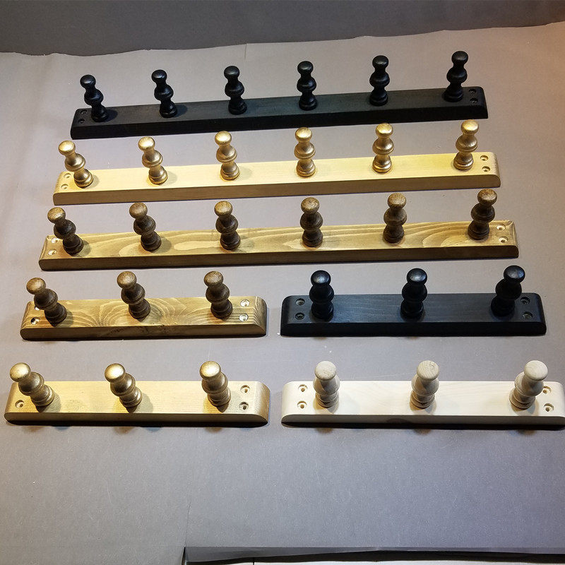 Clothing store display rack wall hook retro row hook fitting room hanger European-style golden solid wood point hanging wall hanging
