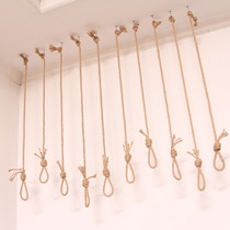 Simple distressed clothing store display rack shop decoration hemp rope ring hanger ceiling hanging clothing rack new product