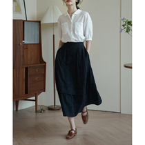 Nicepeople cotton and linen black skirt Womens summer high waist design sense niche A-line skirt jacquard long skirt
