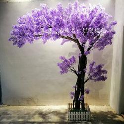 Simulated Tree, Artificial Tree, Landscaping, Cherry Blossom Tree, Large Flower Tree, Interior Decoration, Living Room Shape, Internet Celebrity Big Tree, Blue Flower Ening