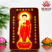 High-definition marriage Amitabha Buddha Buddha statue painting portrait Buddha portrait vertical stand photo frame table Crystal print hanging painting