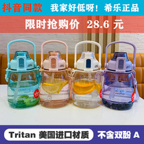 Hile Great Belly Cup Plastic Cup Tritan Handle Straw Water Glass Frosted Gradient Simple Frosted Gradient Brief