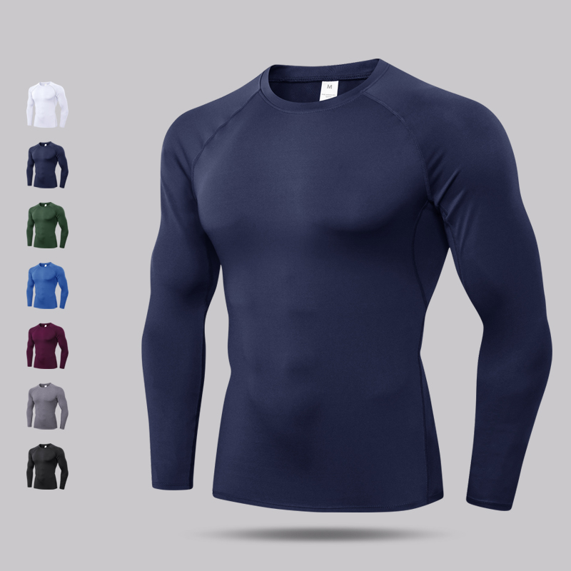 Spring Autumn Fitness Tight Clothing Long Sleeve Men's Elastic Basketball Sports Training Running Suck Sweat Quick Dry T-shirt Hitting Bottom Blouses