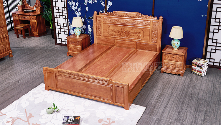 cổ Trung Quốc Minh và nhà Thanh đồ nội thất bằng gỗ gụ châu Phi Merbau gỗ rắn giường đôi 1,8 màu gỗ hồng mộc - Giường giường đơn