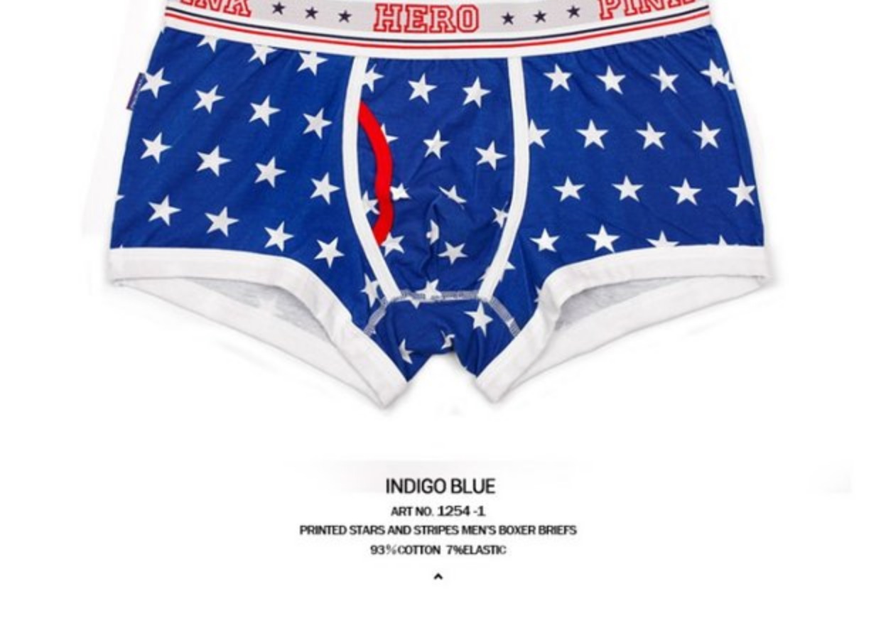 2 包邮 Thương hiệu Tide Harajuku Châu Âu và Hoa Kỳ ngôi sao sọc nam boxer cotton thắt lưng thấp những người yêu thích quần đùi tam giác quần chip đôi