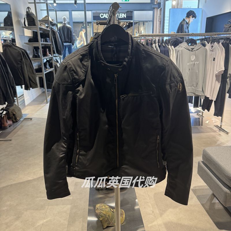 Belstaff Jacket 25Ss New Men's Classic Black Stand-Up Collar Logo Work Jacket 8/17 Belstaff Jacket 25Ss New Men's Classic Black Stand-Up Collar Logo Work Jacket 8/17