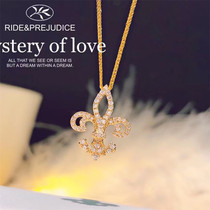Special price Orioles Flowers Happiness Flowers 18K Gold 15 Diamonds Necklace Lock Bone Chain Palace Retro Light Extravaganza