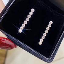 50 points 1 carat natural real diamond 18K white gold earrings earrings wire ear chain drop earrings fixed swaying with certificate Made in Japan