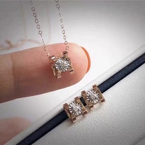 Minotaur single 3 points 5 points 10 points true diamond pendant 18K white gold color gold necklace 4 points earrings 50 points effect