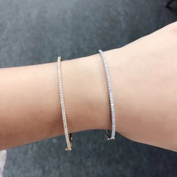 61 Natural Real Diamonds 18K Platinum Gold Color Golden Rose Gold Princess Bracelet Bracelet Wearing 100 lap white flash