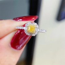 Classic T Square Design Main Drill 18 Yellow Diamond Deputy Diamond 37 Total 55 Diamonds 18K Platinum Temperament Ring