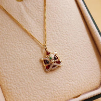 18k Golden Forbidden City Awakening Lion Pendant Necklace National Tide Kking Gold Inlaid Natural Diamond Tricks Lady Fortune Lady Trend Retro