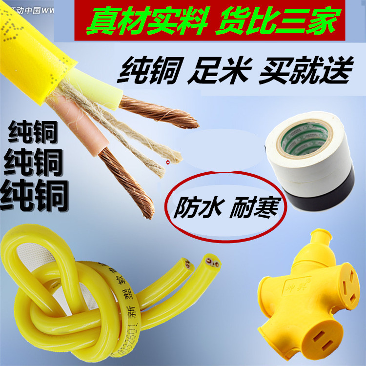 Pure copper antifreeze soft sheath line RVV2 * 1 0 1 5 2 5-plug line outdoor waterproof electric car charging cable