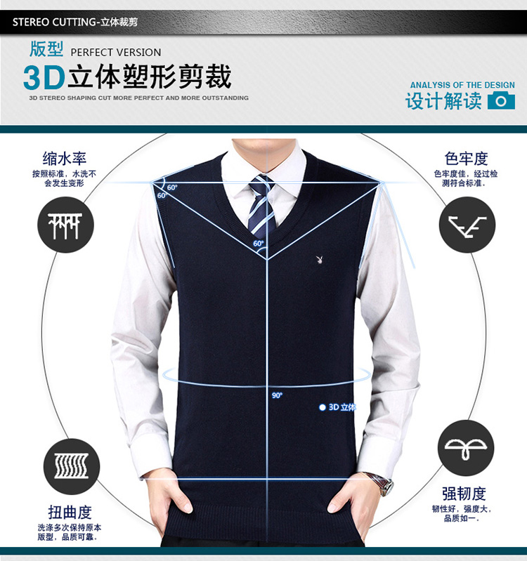 Playboy mùa thu mùa đông màu xanh lá cây trung niên của nam giới V-Cổ màu rắn len vest cashmere áo len áo len vest vest áo len nam trung niên