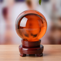 Special price big and small amber yellow lucky crystal ball ornaments feng shui transfer ball living room home decorations