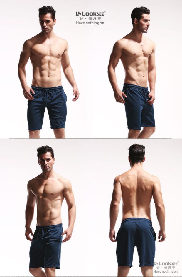 LOOKSEE phần mỏng thấm mồ hôi quần nhà nam lỏng lẻo chạy mồ hôi năm điểm quần short nhà ngủ - Quần tây quần sooc nam
