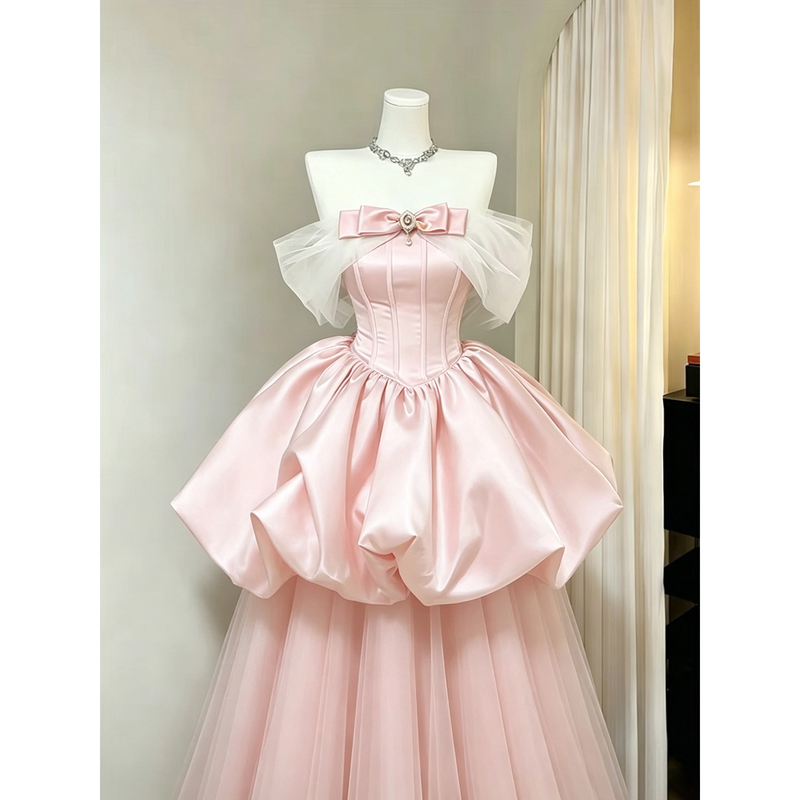 Pink Birthday Evening Dress for Women, Long Princess Dress, 2026 New Style, Banquet Host Party, Coming-Of-Age Ceremony, Student Performance