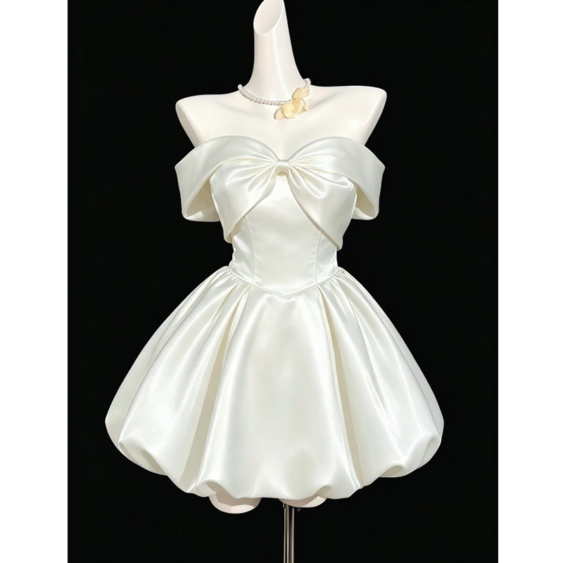 Champagne-Colored Off-The-Shoulder Short Dress 2026 New Style Elegant Petite Birthday Princess Dress Coming-Of-Age Party Champagne-Colored Off-The-Shoulder Short Dress 2026 New Style Elegant Petite Birthday Princess Dress Coming-Of-Age Party