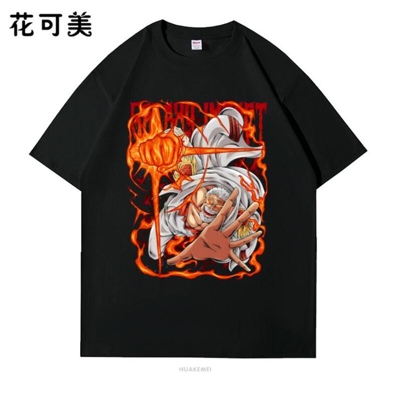 Huakeimei Huakeimei Pure Cotton American-Style One Piece Garp Character Print Short-Sleeve T-Shirt 2025 Summer Top