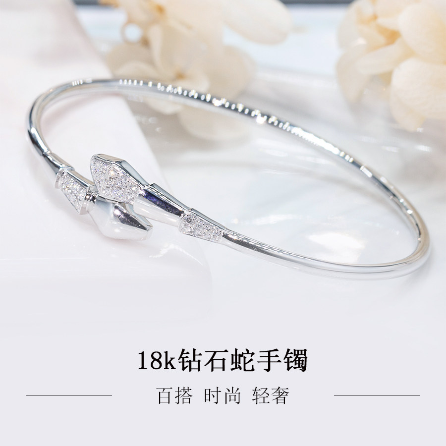 Snake Bracelet Diamond Brick Stone Bracelet Handmade Female Real Drill Custom 18K Platinum Rose Color Gold Personality 100 lap