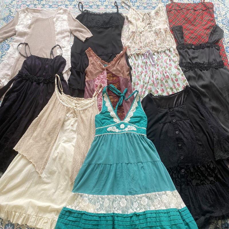 Vintage Japanese Style Retro Elegant Forest Style Sweet Spaghetti Strap Dress Birthday Dress