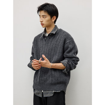 Lr made 25aw classic henley collar, heavy alpaca feel, lazy and warm pullover sweater Lr made 25aw classic henley collar, heavy alpaca feel, lazy and warm pullover sweater