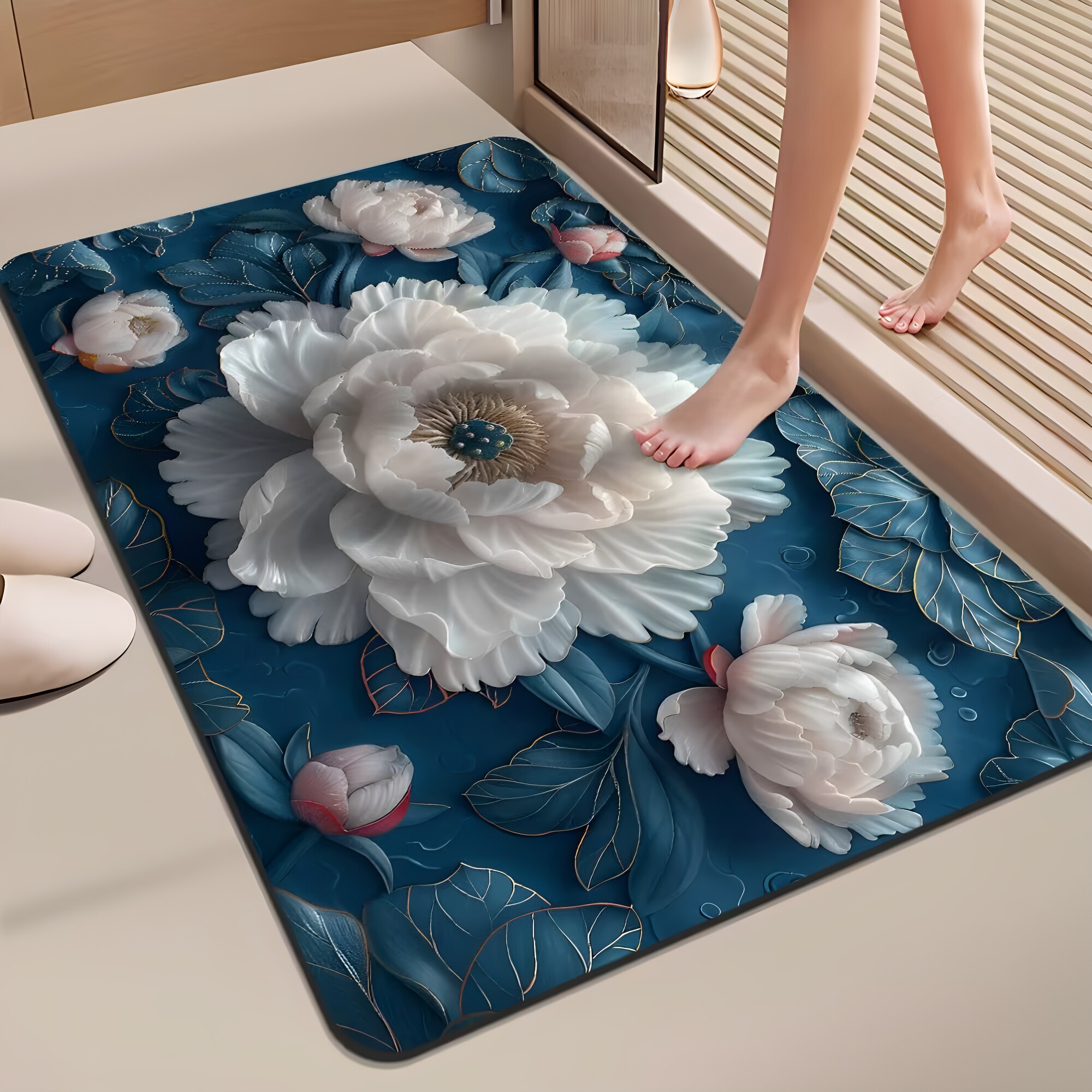 Diatom mud water-absorbing quick-drying non-slip floor mat