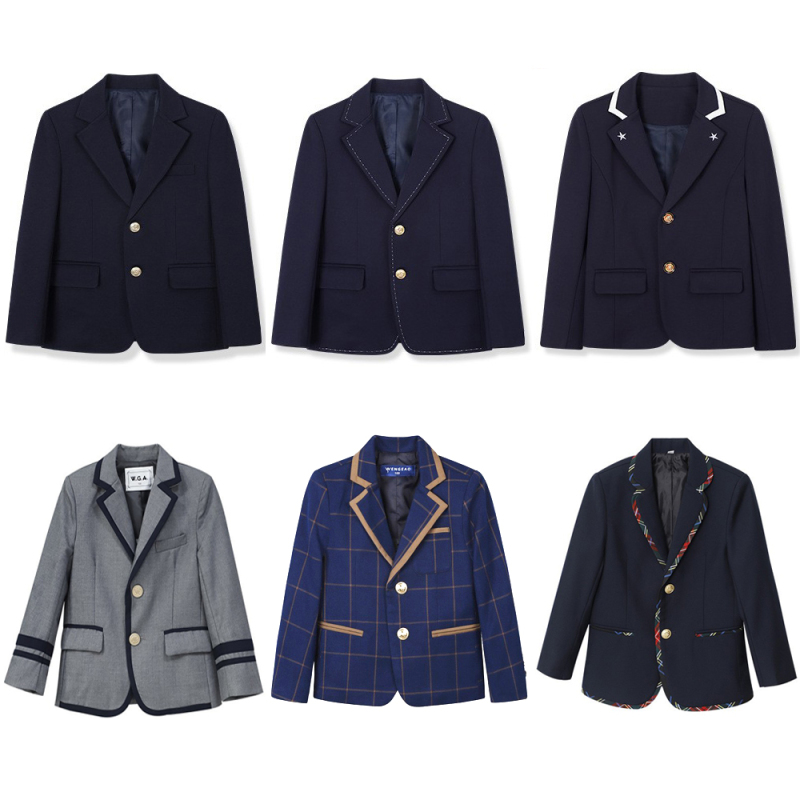 Children's School Uniform Single-Piece Suit Jacket British Academy Style Primary and Secondary School Student Formal Wear Gray and Navy Blue Suit Uniform Children's School Uniform Single-Piece Suit Jacket British Academy Style Primary and Secondary School Student Formal Wear Gray and Navy Blue Suit Uniform