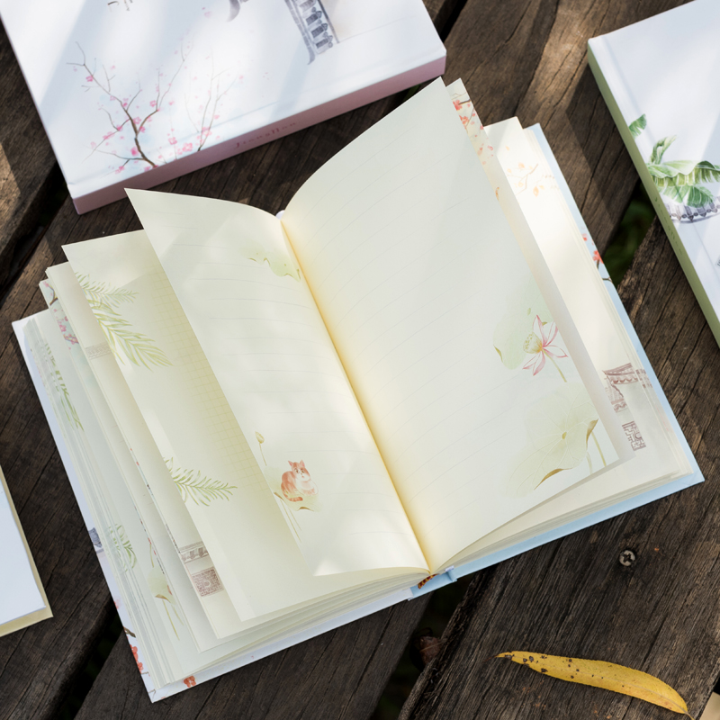Full color page illustration book Fresh and beautiful diary Chinese style notebook Cute cat book Gift book