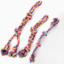 Hand-knitted medium and large dog cotton rope pet products toy four-knot double-strand bite-resistant dog rope toy