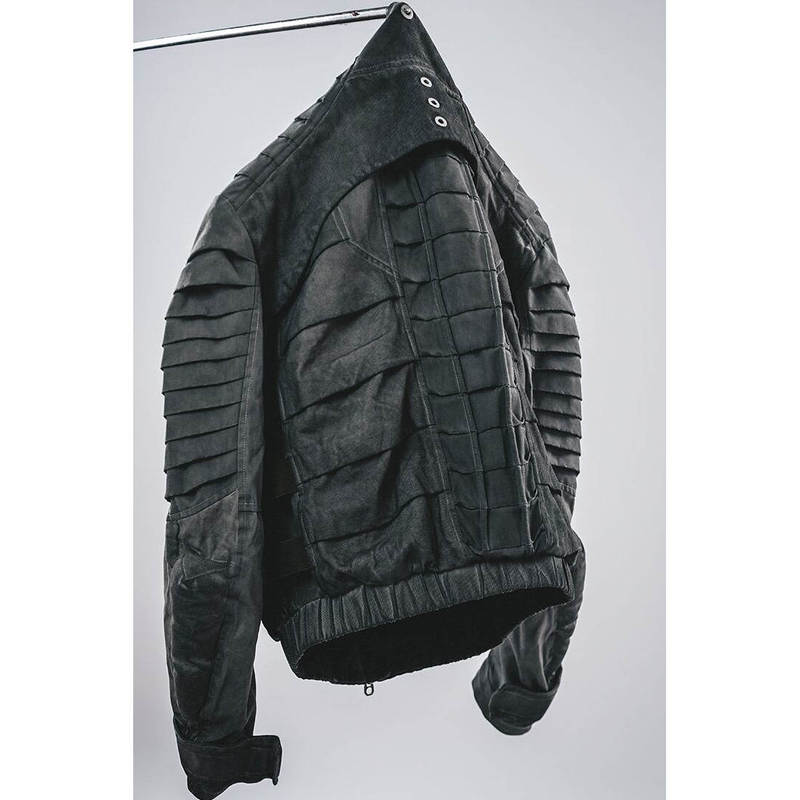 Drkle1Sw Wasteland Style Stand-Up Collar Three-Dimensional Dragon Spine Loose Retro Biker Jacket Drkle1Sw Wasteland Style Stand-Up Collar Three-Dimensional Dragon Spine Loose Retro Biker Jacket