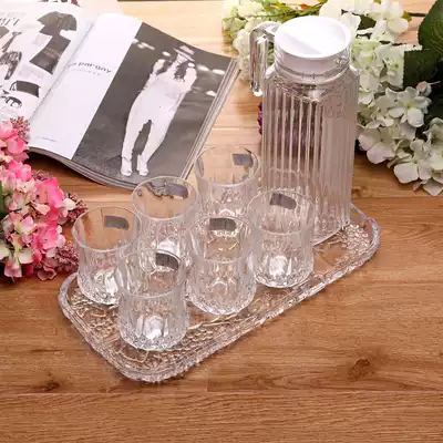Lead-free crystal glass water set fashion glass water set cool water cup kettle tray 8-Piece Gift