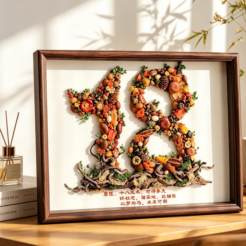 Preserved Flower Plant Fruit Style Photo Frame for 18Th Birthday, Adult Ceremony, DIY Gift for Retirement, Birthday Gift for Leaders and Elders