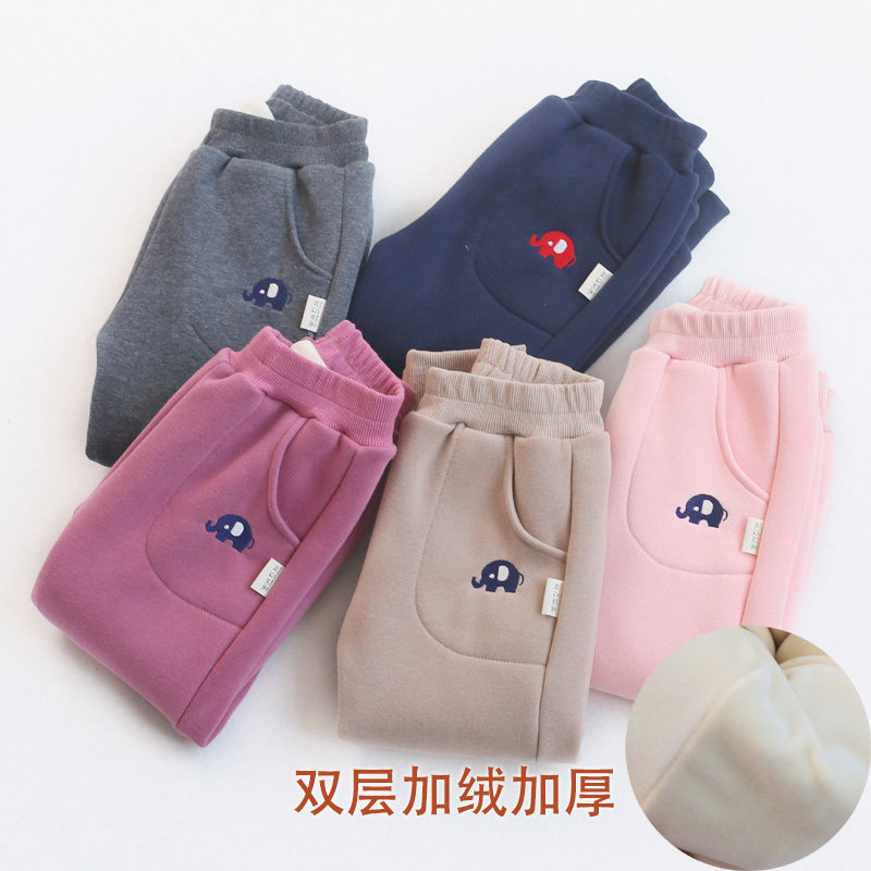 Child Gvet Warm Cotton Pants 21 Autumn Winter Child Clothing Male and female Thickened Double Trousers Baby Casual Sports Pants